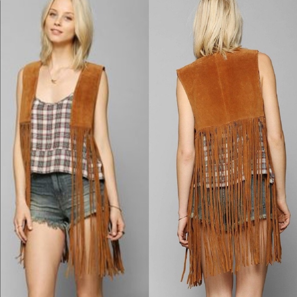 Urban outfitters Boho Fringe Genuine Leather Vest